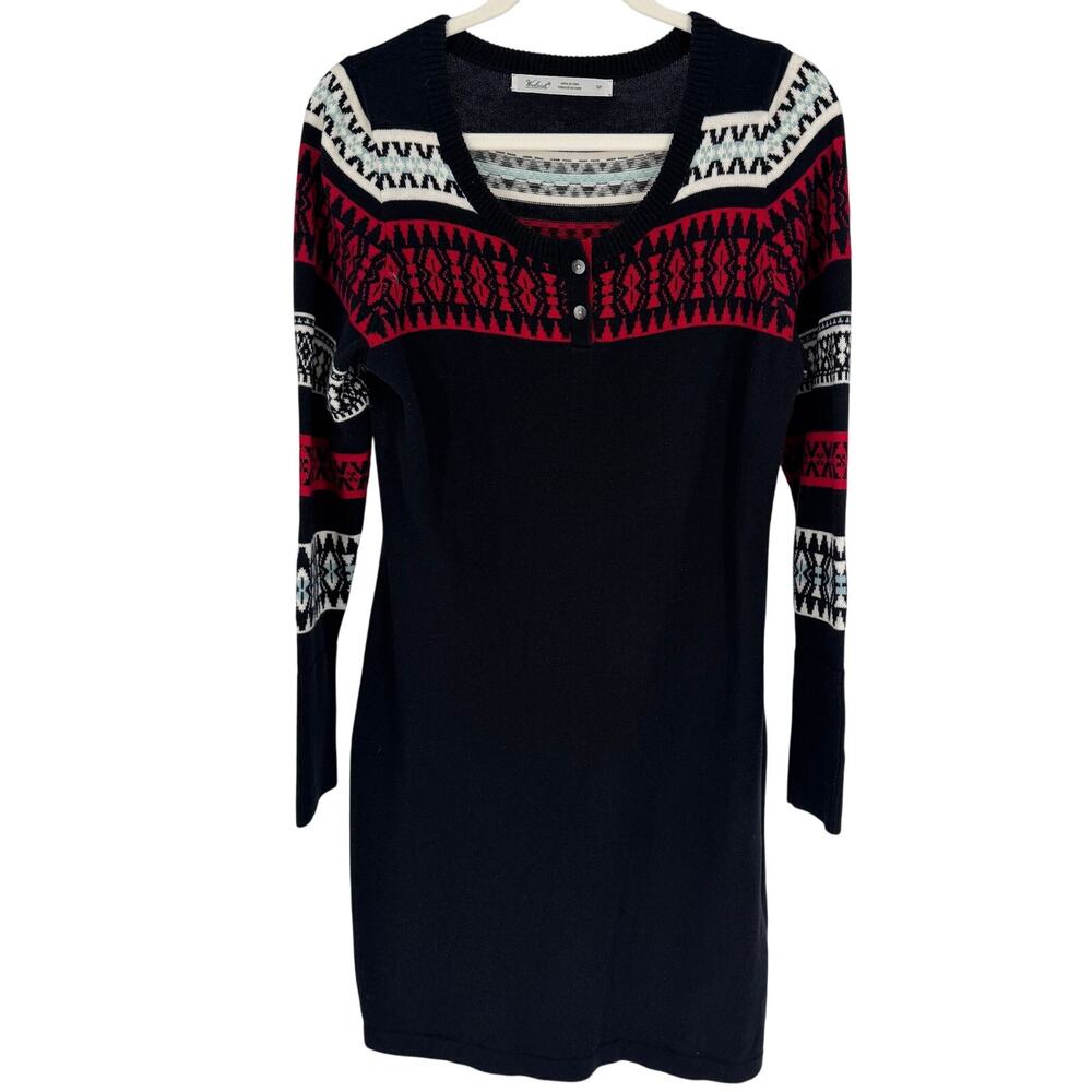 Woolrich Avalanche Nordic Fair Isle Henley Style Sweater Dress Women's Small